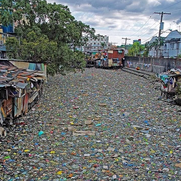 Heavily polluted river of Indonesia